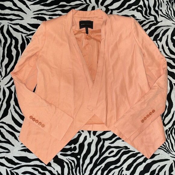 BCBGMaxAzaria Abree peach blush women’s open long sleeve suit jacket blazer - Picture 5 of 13